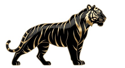 Obraz premium Tiger illustration black and gold design