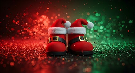 Christmas Santa Boots with Hat Festive Holiday Decoration
