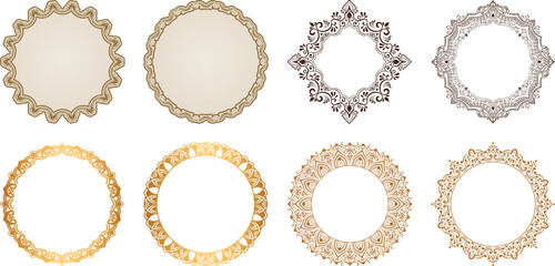 Collection of Ornate Circular and Square Decorative Frames with Intricate Patterns