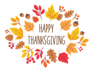 Happy thanksgiving autumnal illustration