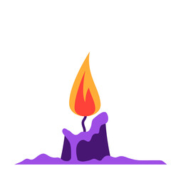 Illustration of Purple Candle with Burning Flame