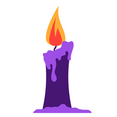 Illustration of Purple Candle with Burning Flame