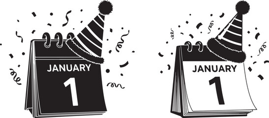New Year's Day Calendar with Party Hat

January 1st Party Celebration Icon

Happy New Year Countdown Calendar Graphic