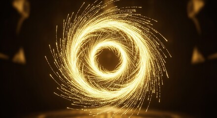 Golden Spiral Particle Vortex Abstract Background.