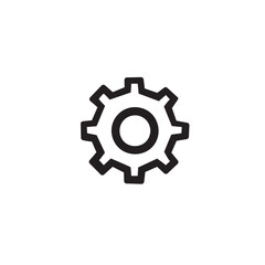 Simple Black Gear Icon on White Background