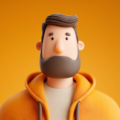 Avatar of a bearded man 3D icons. AI artwork. 