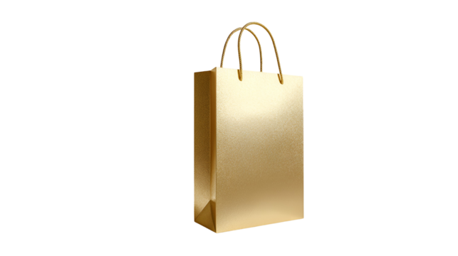 brown paper shopping bag mockup 3d render icon in cartoon plastic style minimal isolated on transparent white background