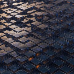 Fototapeta premium Abstract Blue and Orange Glass Cubes Pattern