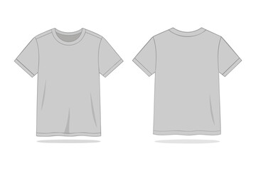 Naklejka premium Blank Crewneck T-Shirt Mockup Front View, Light Gray on White Vector illustration, t-shirt mockup template, easily editable and scalable.