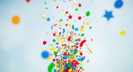 Vibrant Confetti Explosion Against a Bright Background.