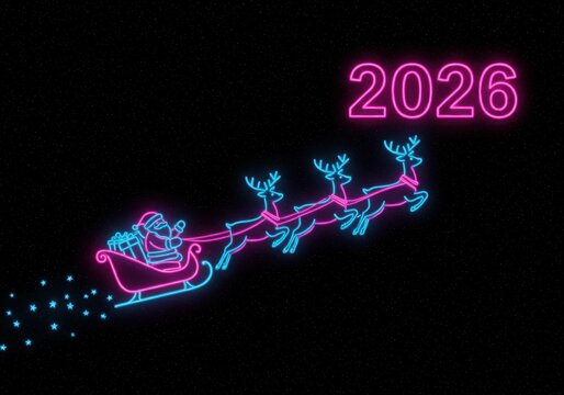 Neon Santa Sleigh for 2064