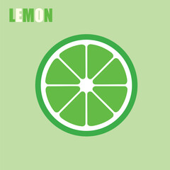 Lime Fruit Slice Icon Vector Illustration in Green Background