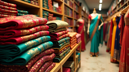 Stacked Batik Fabric in Shop