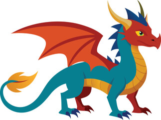 Fototapeta premium Mythical fantasy dragon creature vector illustration for eps files scalable graphics