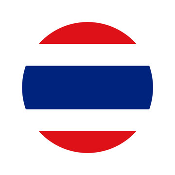 Thai flag shaped as circle. Thailand flag flat design. Vector illustration.	