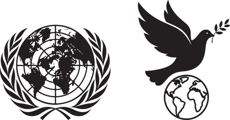 Peace Dove Flying with Olive Branch over Earth

International Peace Symbol Vector Graphic

Black and White Dove with Olive Branch and Globe