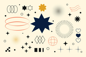 abstract and simple y2k brutalist shapes in collection