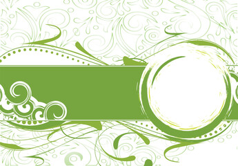 Grunge floral background with abstract frame and decorative flower elements