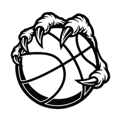 Savage Clawed Paw Crushing Basketball with Ferocity, Symbolizing Strength, Dominance, and Competitive Team Spirit © Bee_CraftR