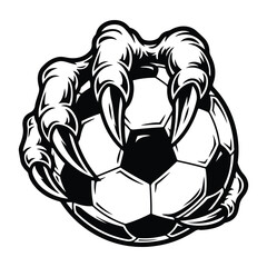 Menacing Clawed Grip on Soccer Ball Symbolizes Power, Aggression, and Fantasy-Inspired Competitive Team Identity