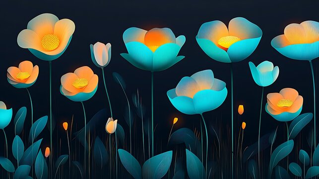 Night Bloom: Digital Floral Illumination - Powered by Adobe