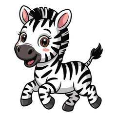 Cartoon Zebra Runing Vector Illustration