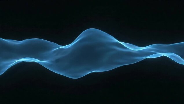 Abstract blue wave with smooth motion on dark background  