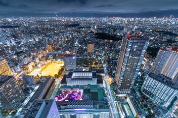 【夜景100選】東京都、サンシャイン60展望台から眺める池袋の夜景（サンシャインシティ方面）
