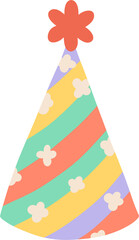 Colorful Party Hat with Flower Topper.