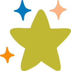Sparkling star with colorful twinkle elements.