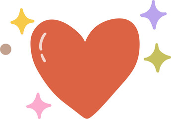 Cute Heart with Sparkling Accents, Sparkling heart with colorful twinkle accents.