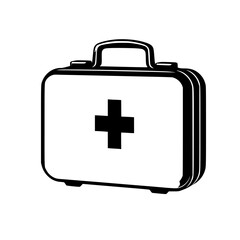 First aid kit icon in black and white, perfect for healthcare, emergency, and medical concepts