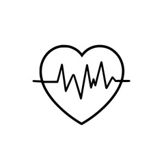 A heart with a line that looks like an EKG. The heart is black and white