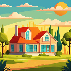 Naklejka premium Real estate property with sustainable features
