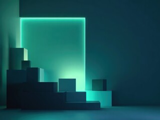 abstract architectural composition with minimal primitive 3D geometry as a background