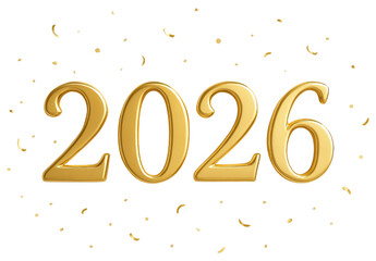 Golden 3D numbers 2026 on a textured golden background year new year isolated on a transparent background