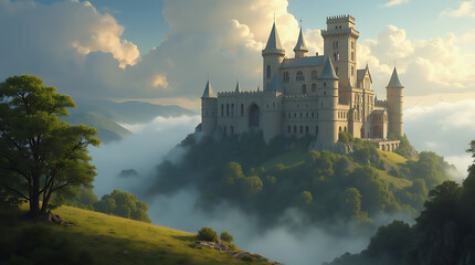 Medieval Castle in the Mist