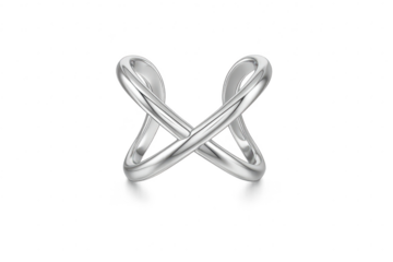 Elegant silver infinity ring isolated on transparent background, modern design