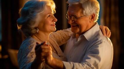 selective focus happy elderly couple dancing - Powered by Adobe