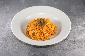 Delicious Rose Pasta Plating, Fork, tomato sauce
