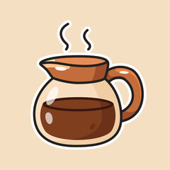 Coffee Pot Illustration with Fresh Brew and Steam for Cafe Drink and Cozy Morning Lifestyle Concept