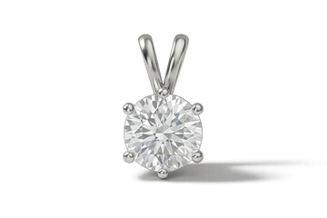 Elegant solitaire diamond pendant isolated on a transparent background, clear
