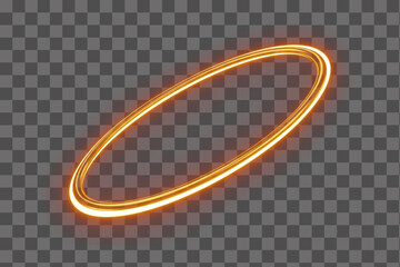 Gold Neon Glowing Ring in Perspective for Technology and Futuristic Design light effect