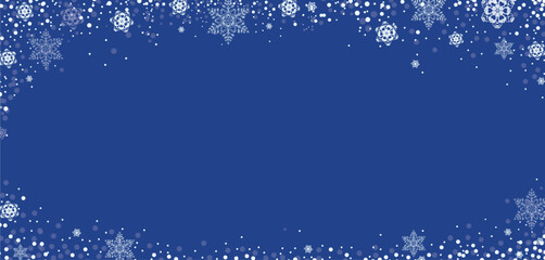 Snowflakes frame on dark blue background. Hand drawn, isolated vector illustrations.