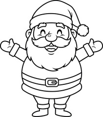Happy Santa Claus Outline for Coloring Book and Christmas Designs - Festive Holiday Character Line Art
