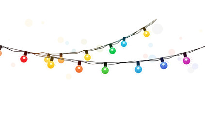 Festive string lights twinkling against an isolated transparent canvas spreading holiday cheer
