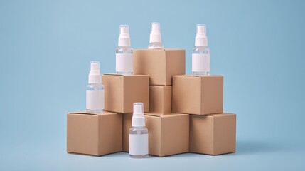 Nasal Spray Bottles Displayed on Cardboard Boxes
