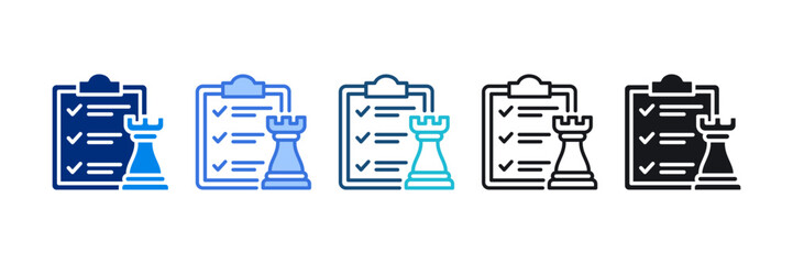 Strategy Icon Set Multiple Style Vector Illustration 