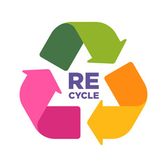 Recycle icon colored with text.