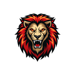 Fototapeta premium Illustration of an angry lion head mascot on transparent background silhouette